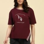 Wine Embroidered Cotton Top