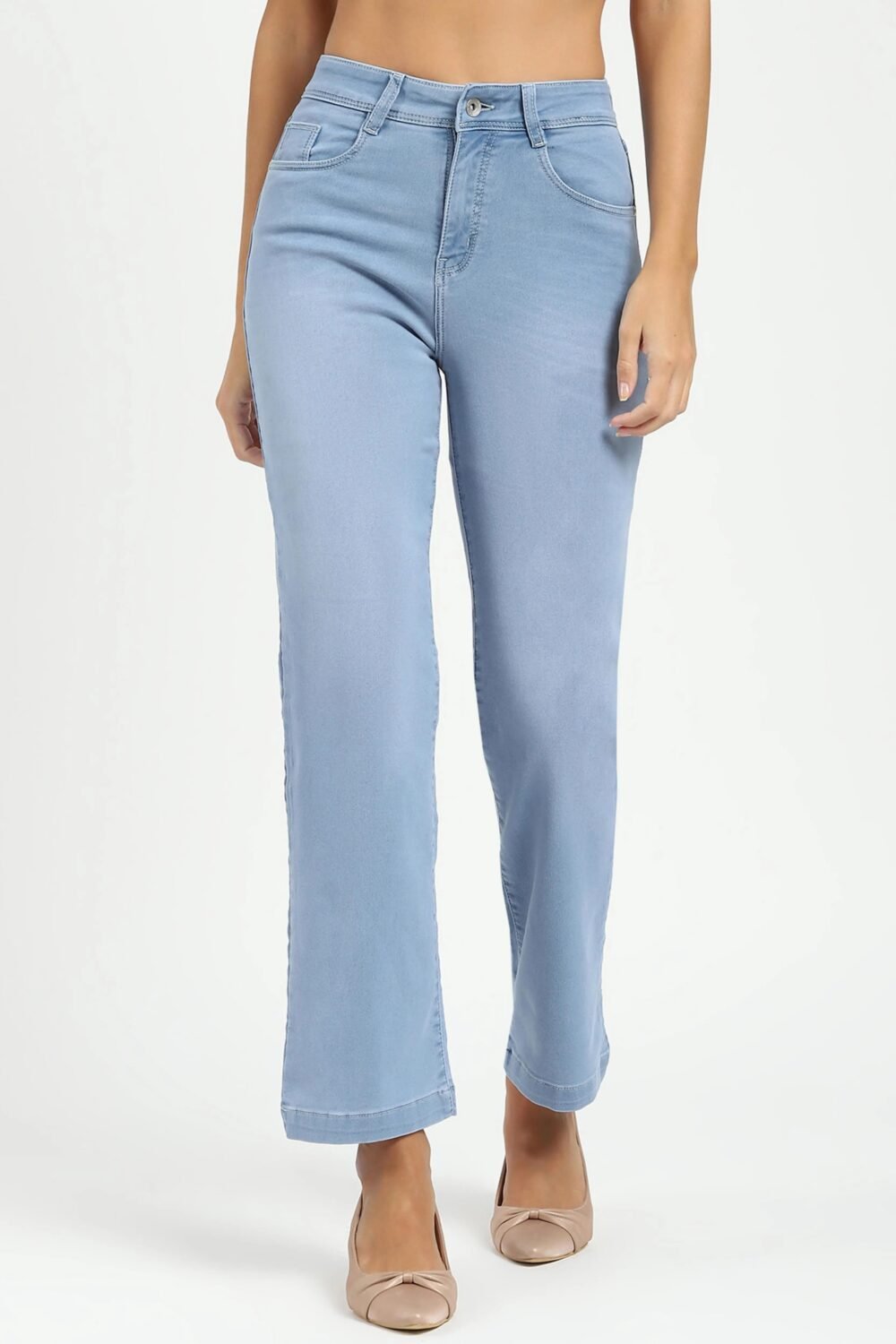 Blue High Waist Straight Jeans