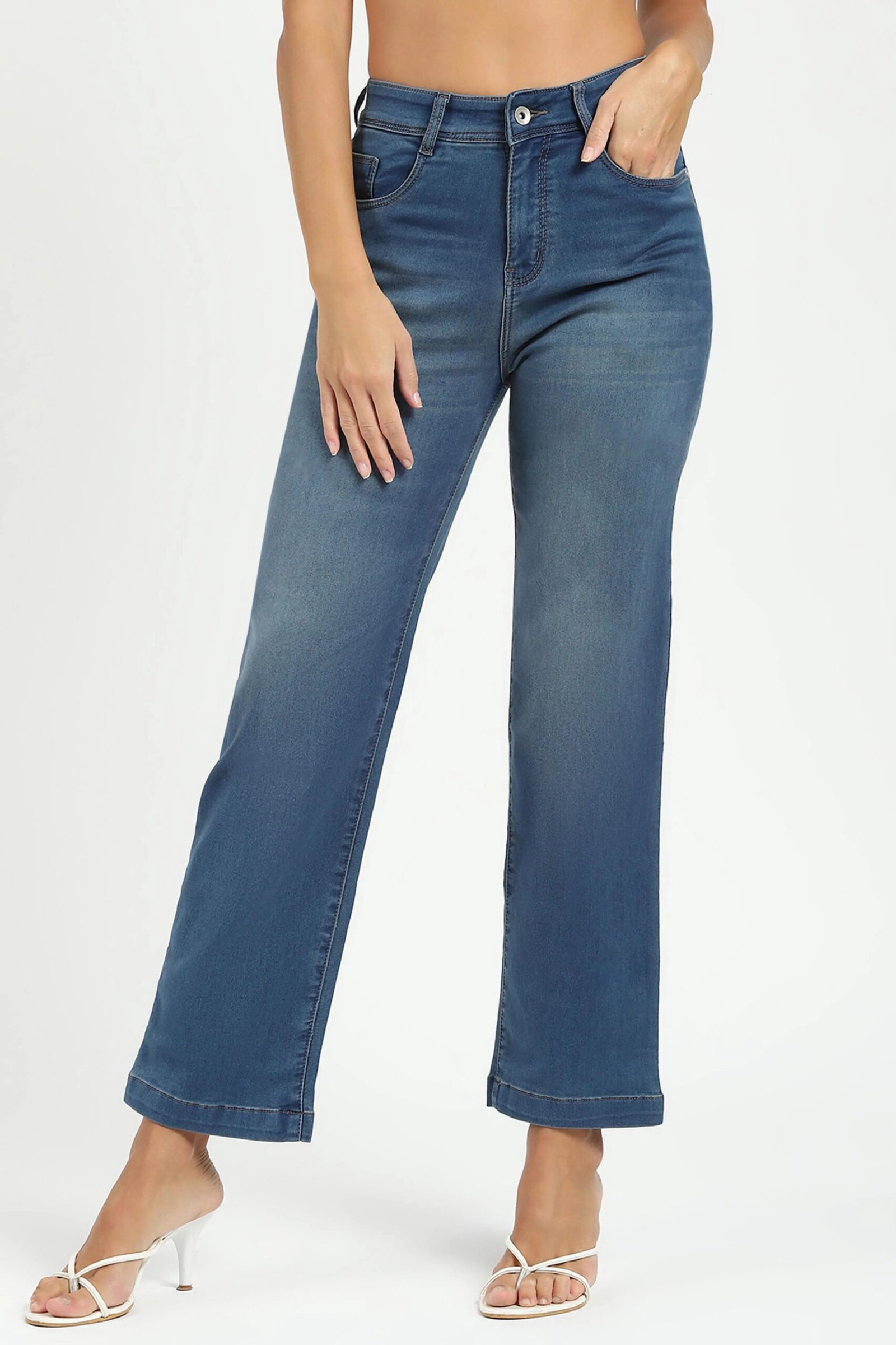 Blue Regular Fit Straight Jeans