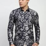 Black Floral Cotton Shirt