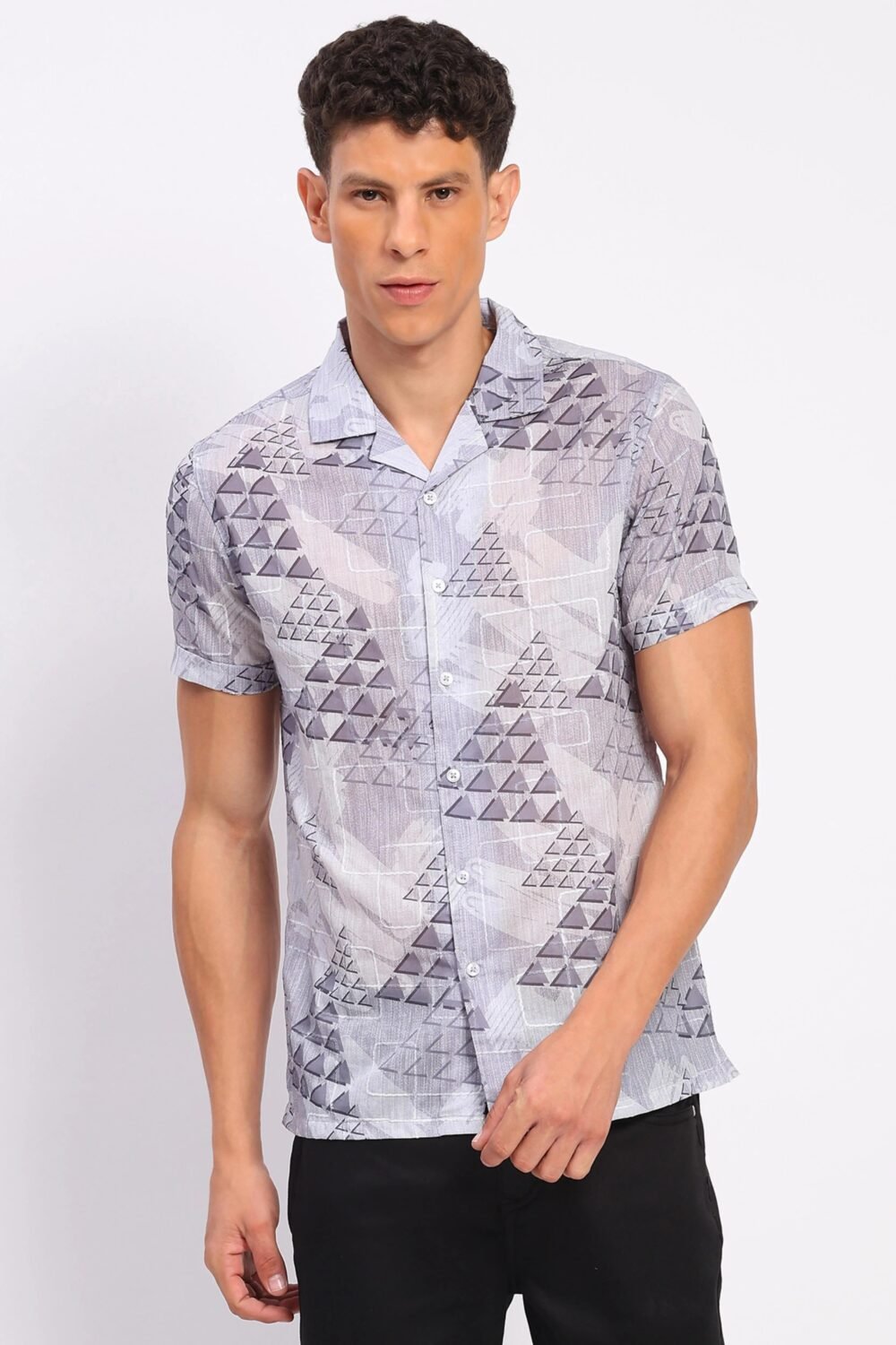 Grey Abstract Print Shirt