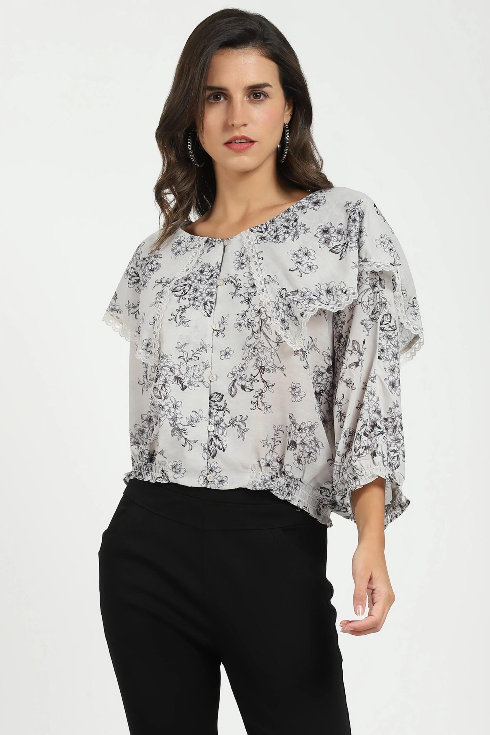 Cream Floral Top