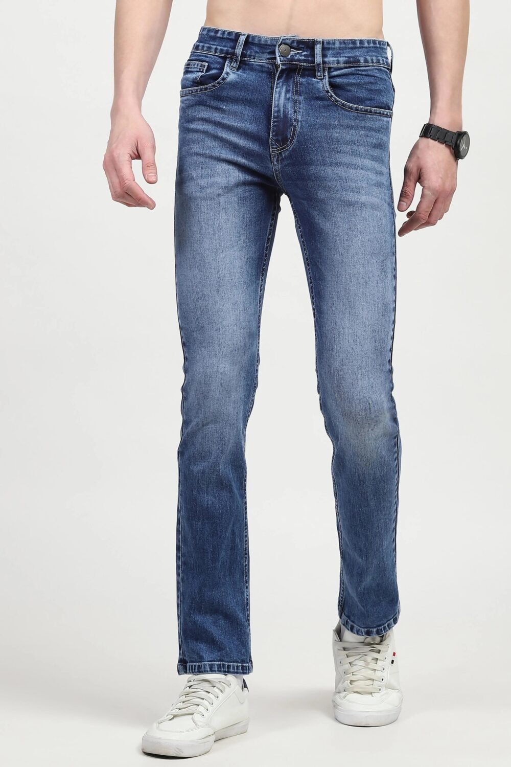 Blue Mid Rise Regular Fit Jeans