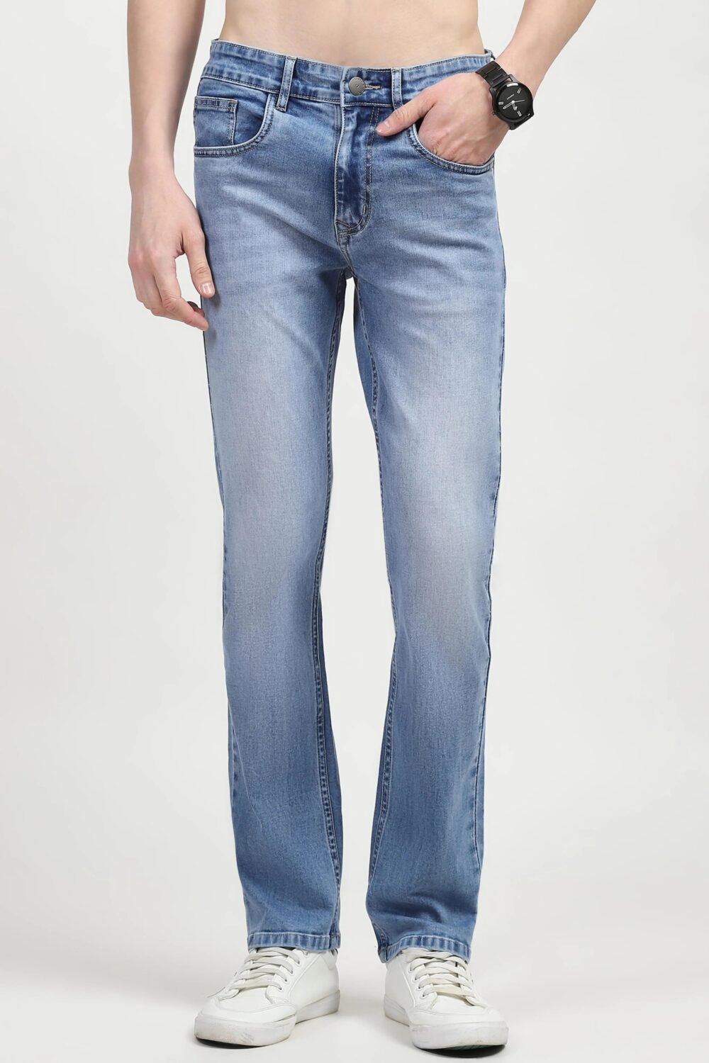 Blue Regular Fit Solid Jeans