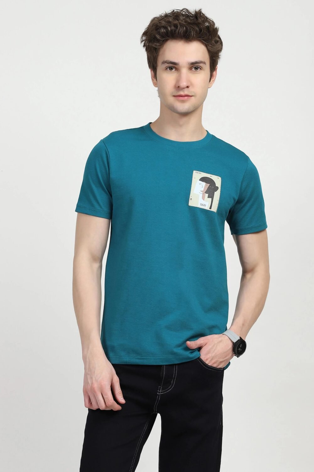 Blue Back Print Graphic T-shirt