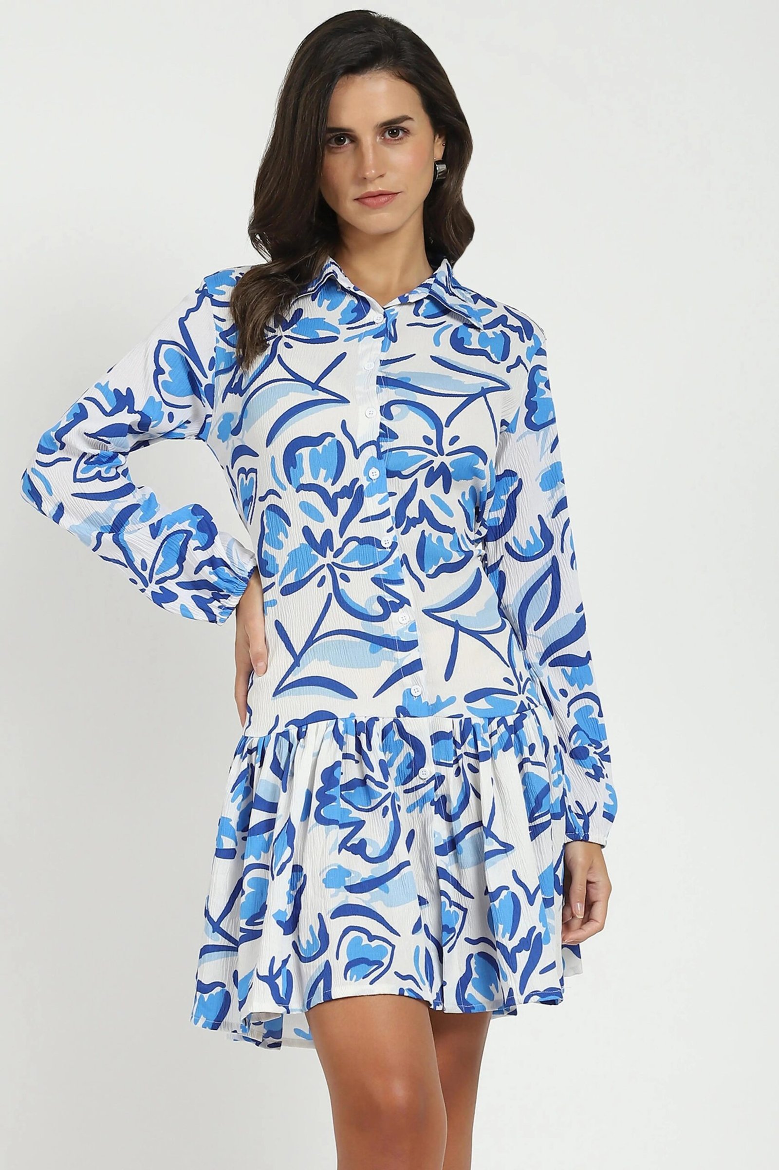 White Flared Shirt Dress