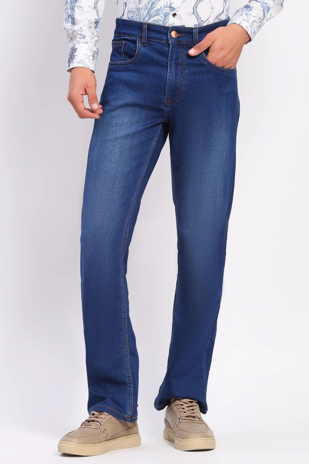 Stretchable Dark Blue Cotton Jeans