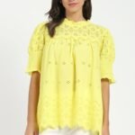 Yellow Embroidered Schiffli Top