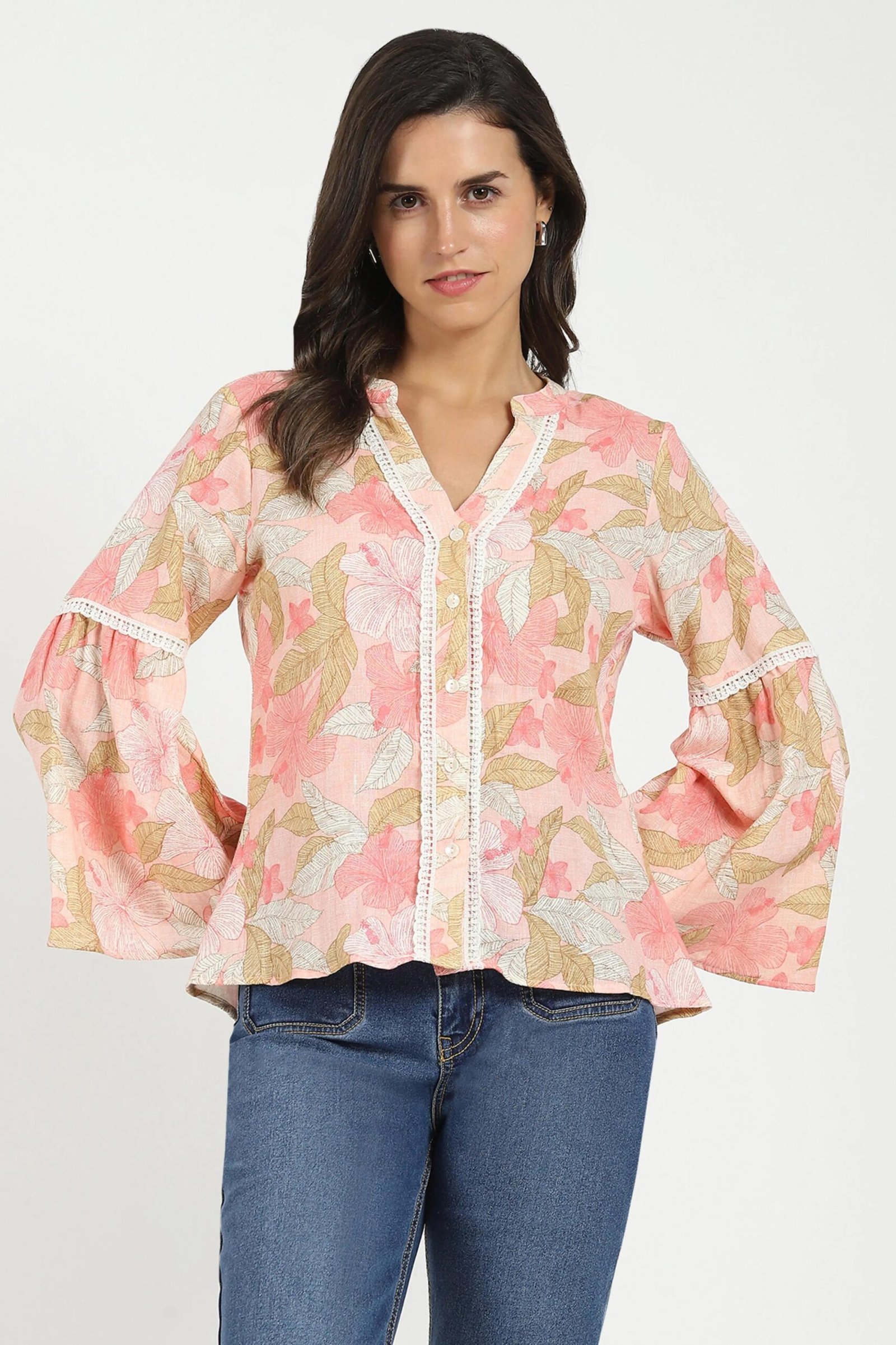Pink Floral Print Top