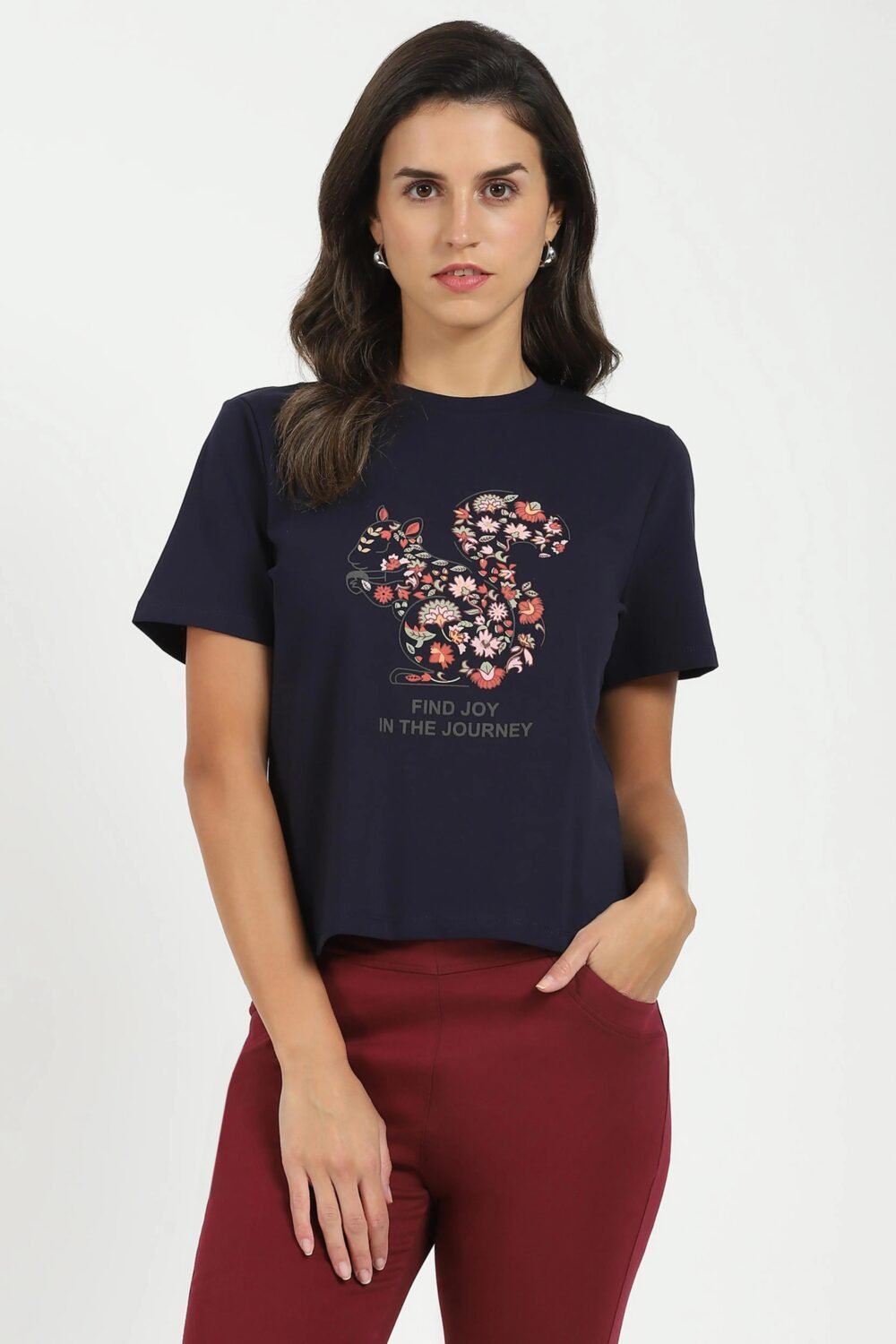 Navy Graphic Cotton Top
