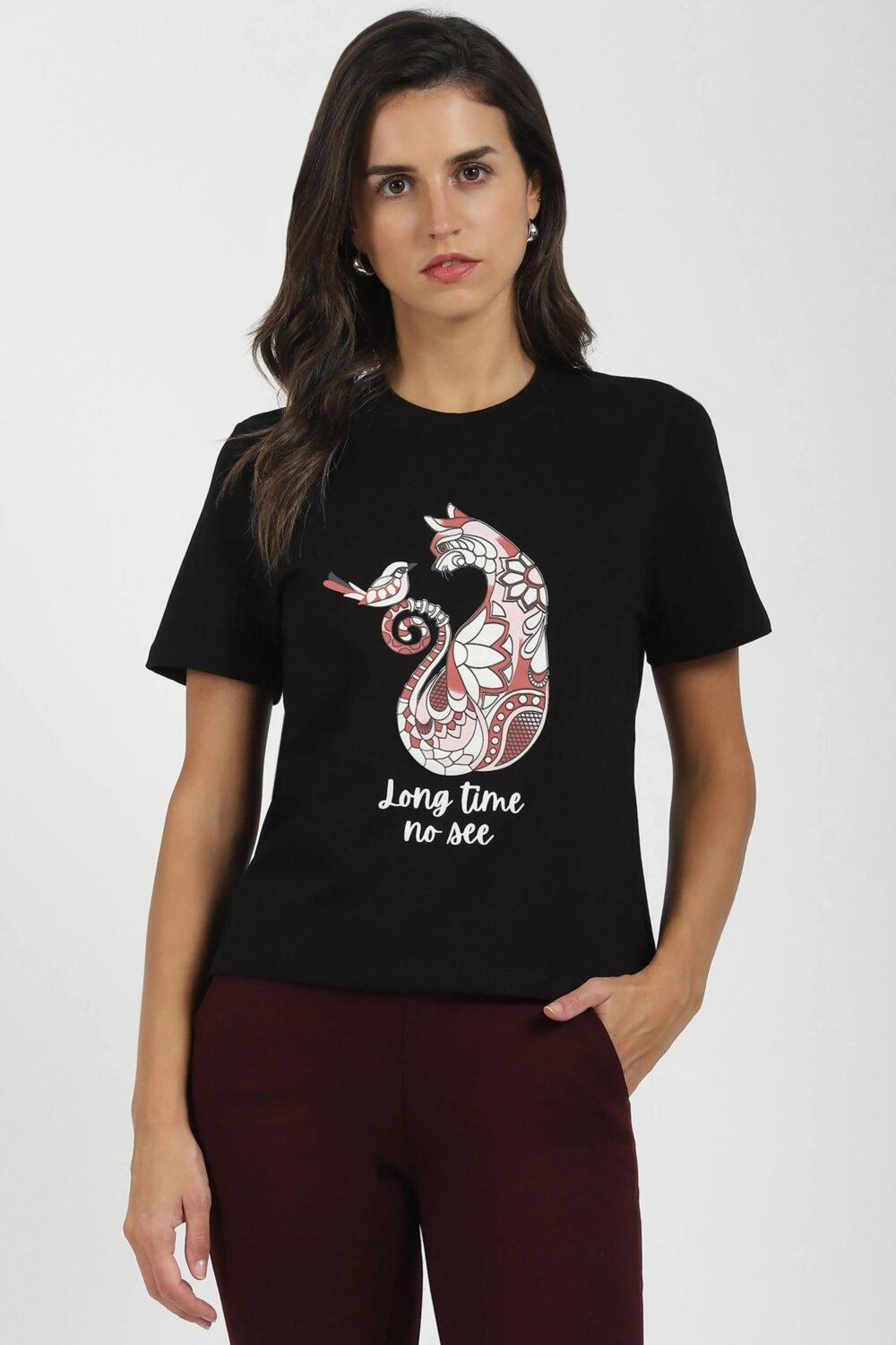 Black Graphic Cotton Top