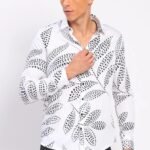 White & Black Printed Cotton Shirt