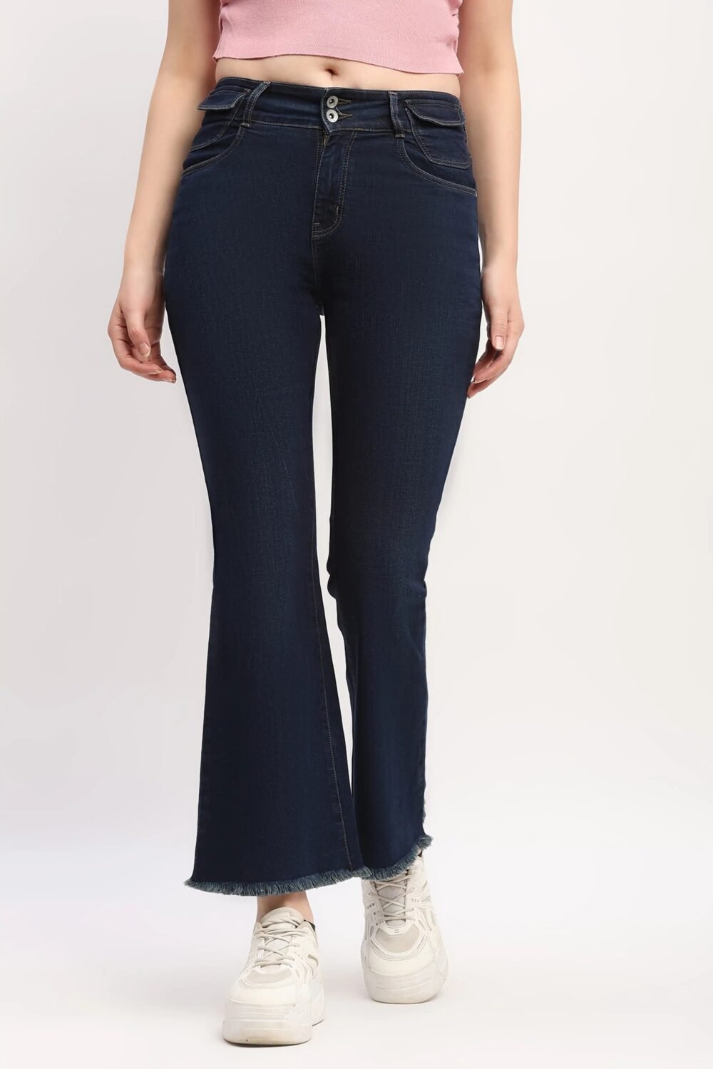 Dark Blue Mid Rise Bootcut Jeans