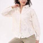 Beige Cotton Schiffili Shirt