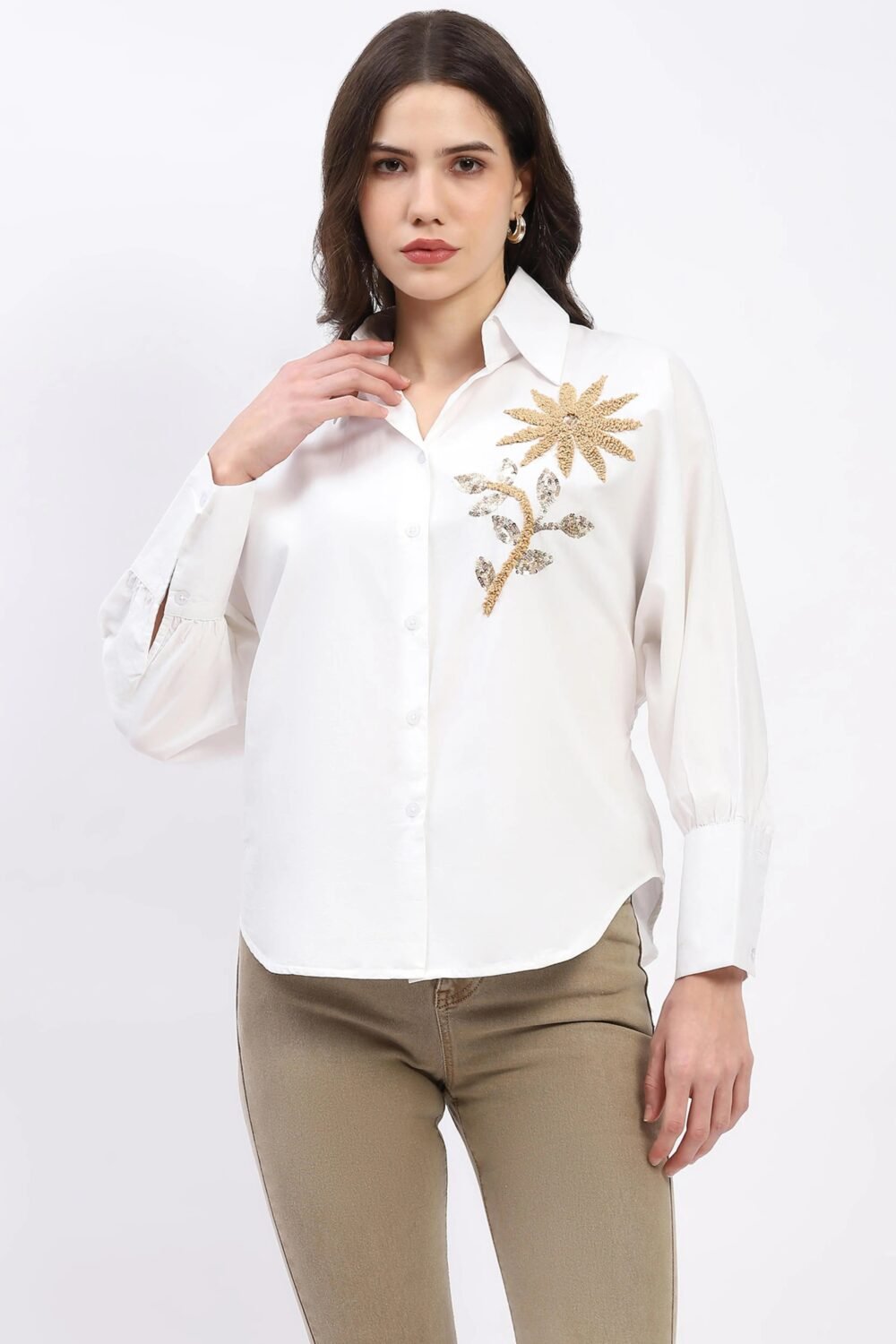 Embellished Cotton Shirt Top