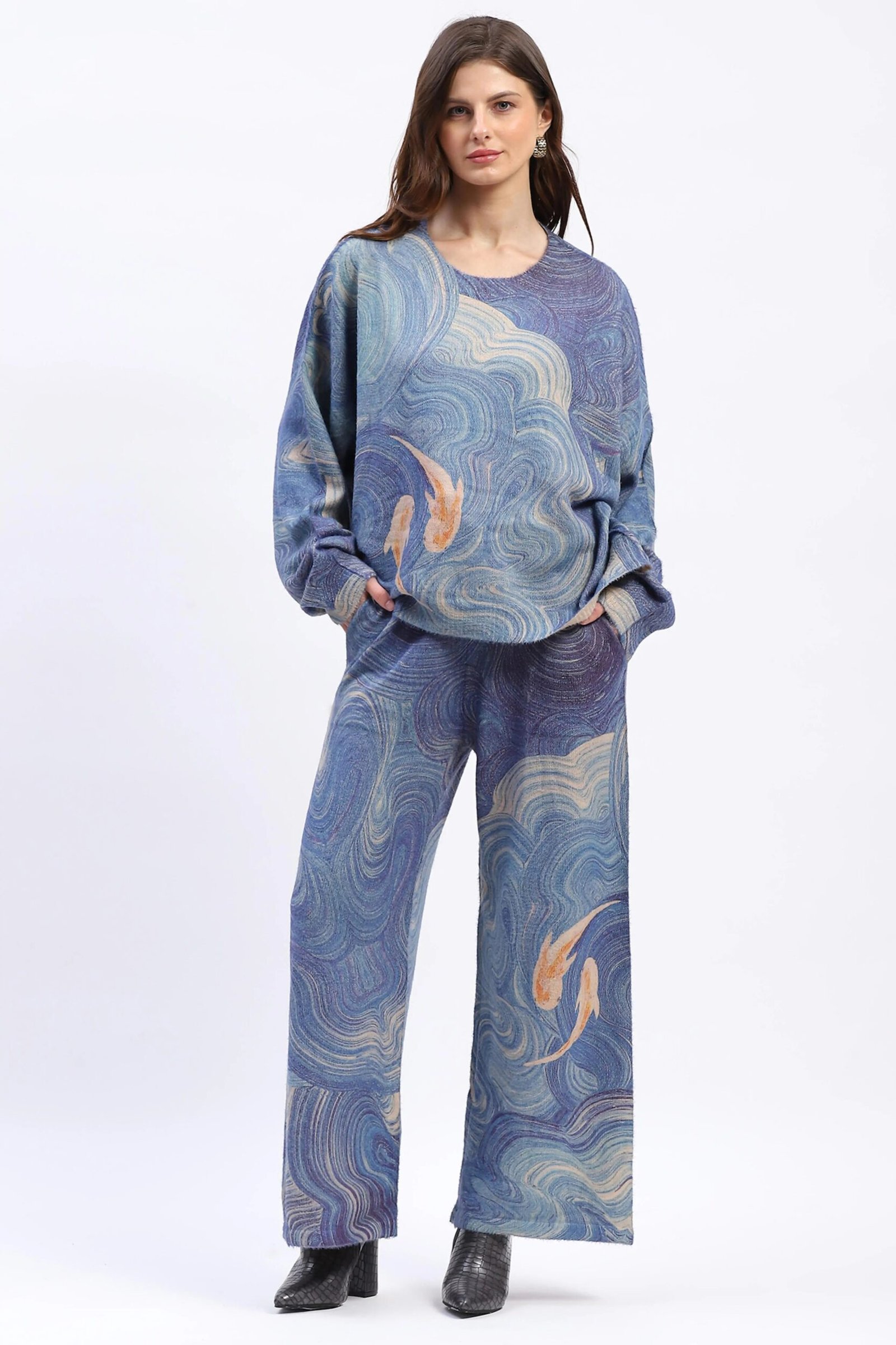 Abstract Print Loose-Fit Co-ord Set