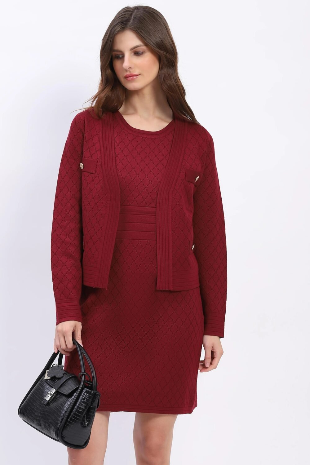 Wine Winter Dress Set