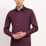Wine Satin-Blend Party Shirt