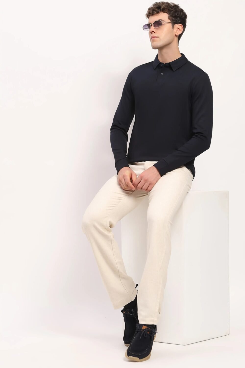 Navy Blue Solid Winter T-Shirt