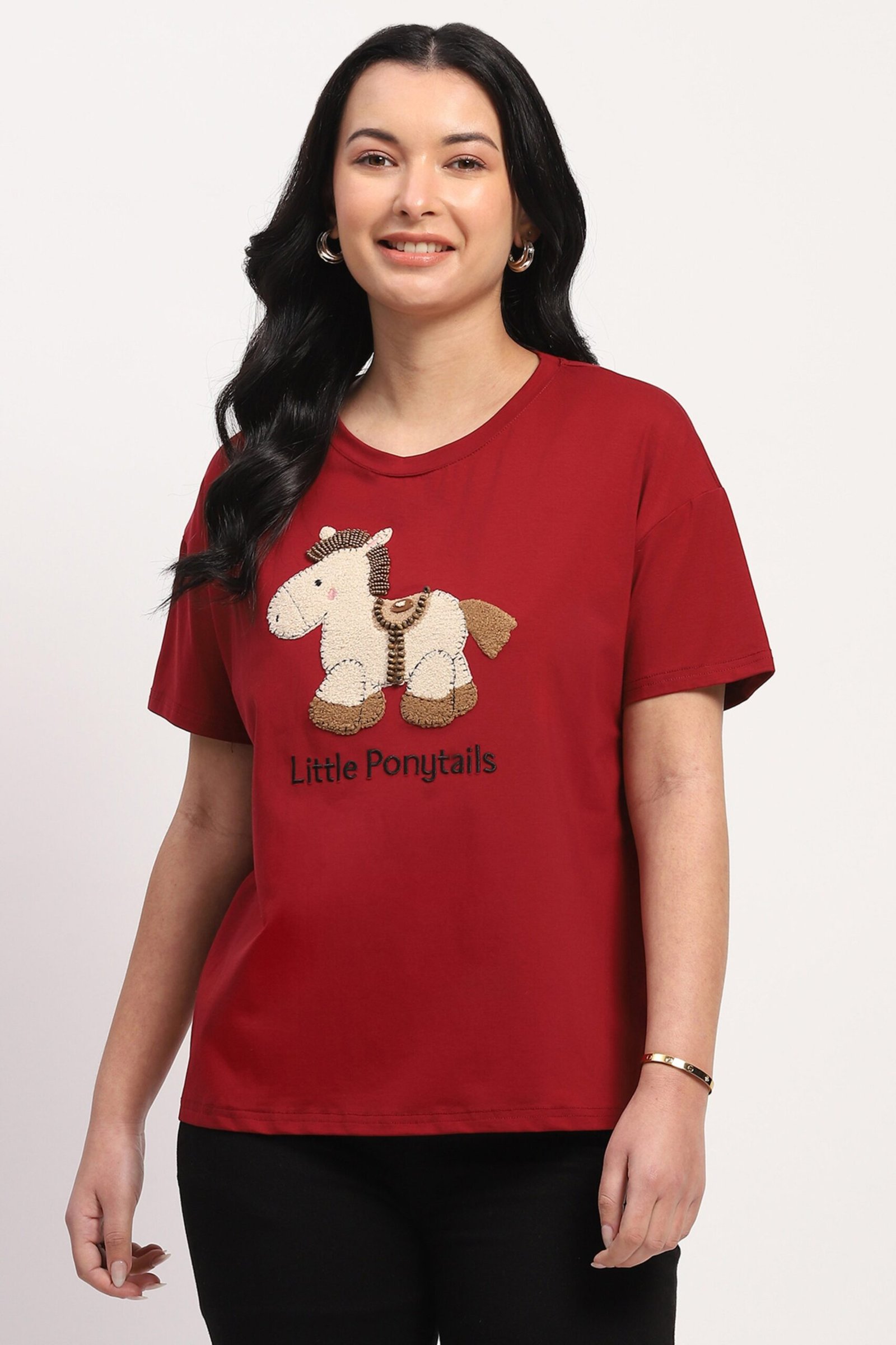 Maroon Embellished T-shirt