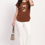 Printed Heart Stud Top