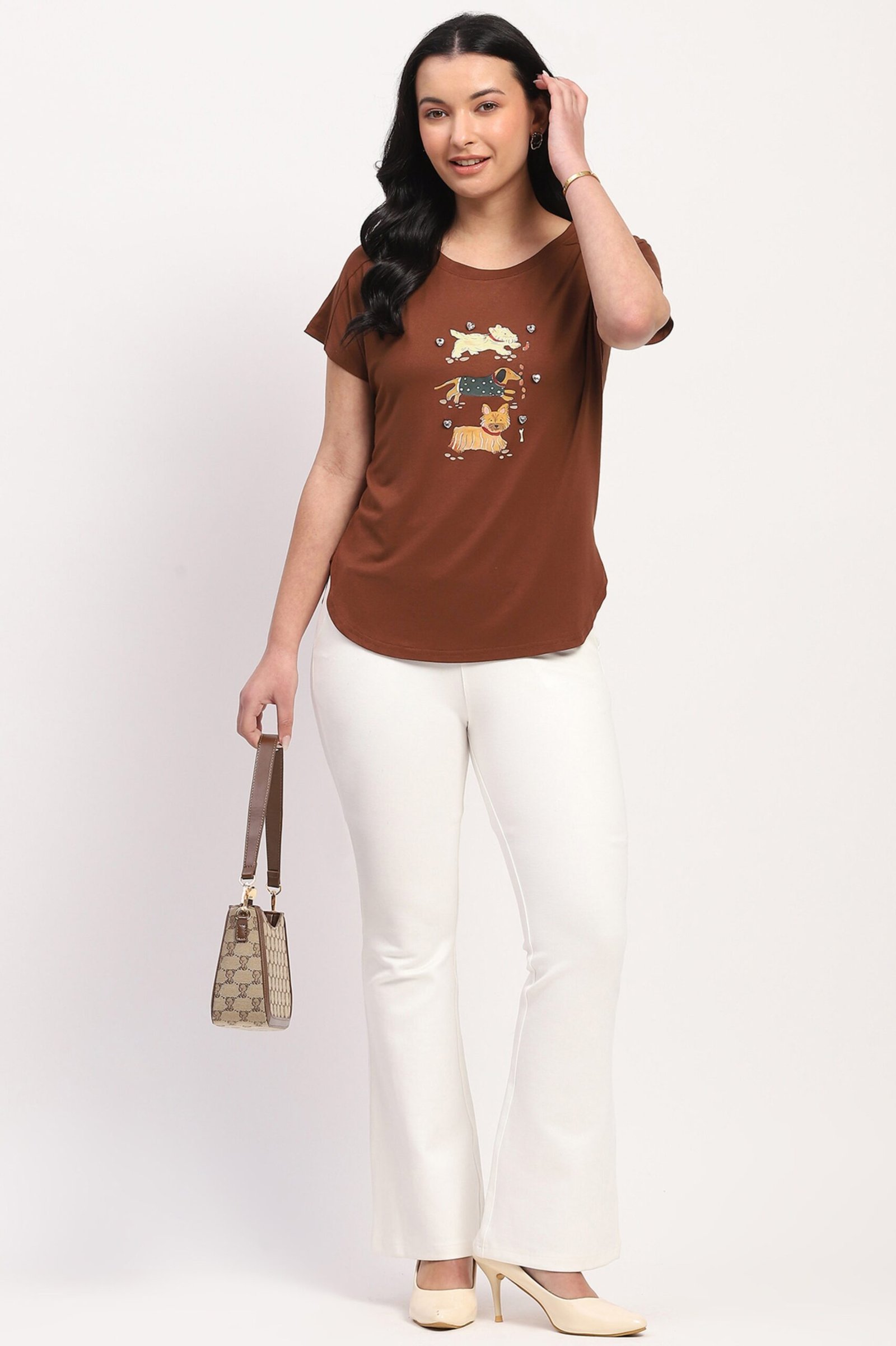 Printed Heart Stud Top