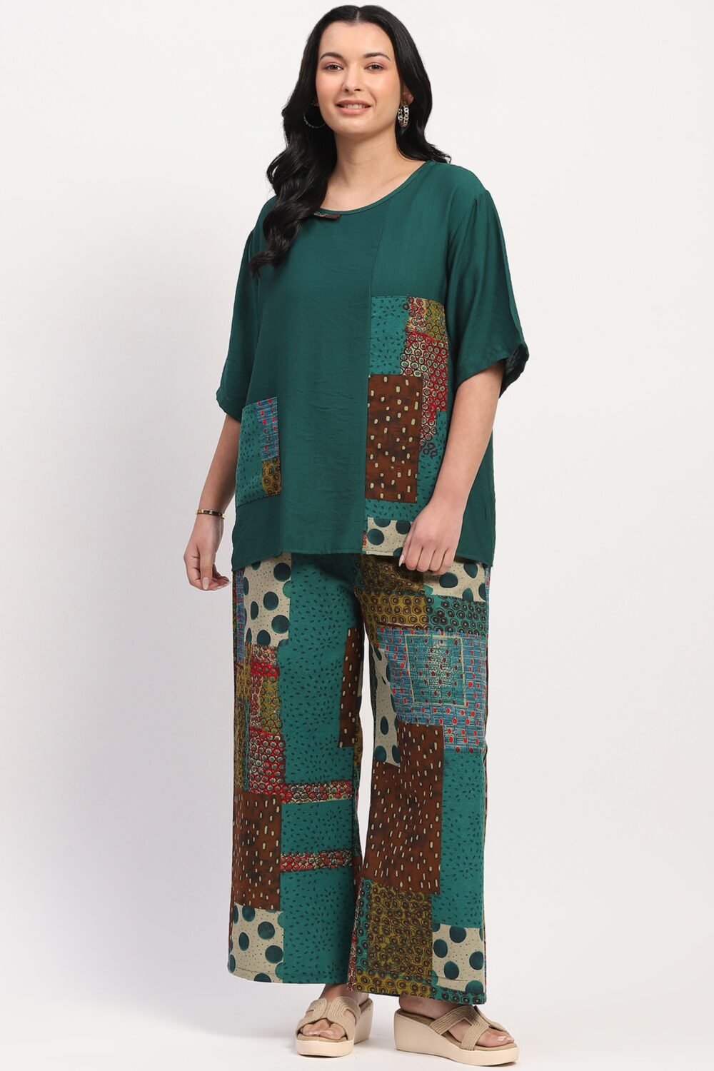 Green Abstract Print Loungewear Set