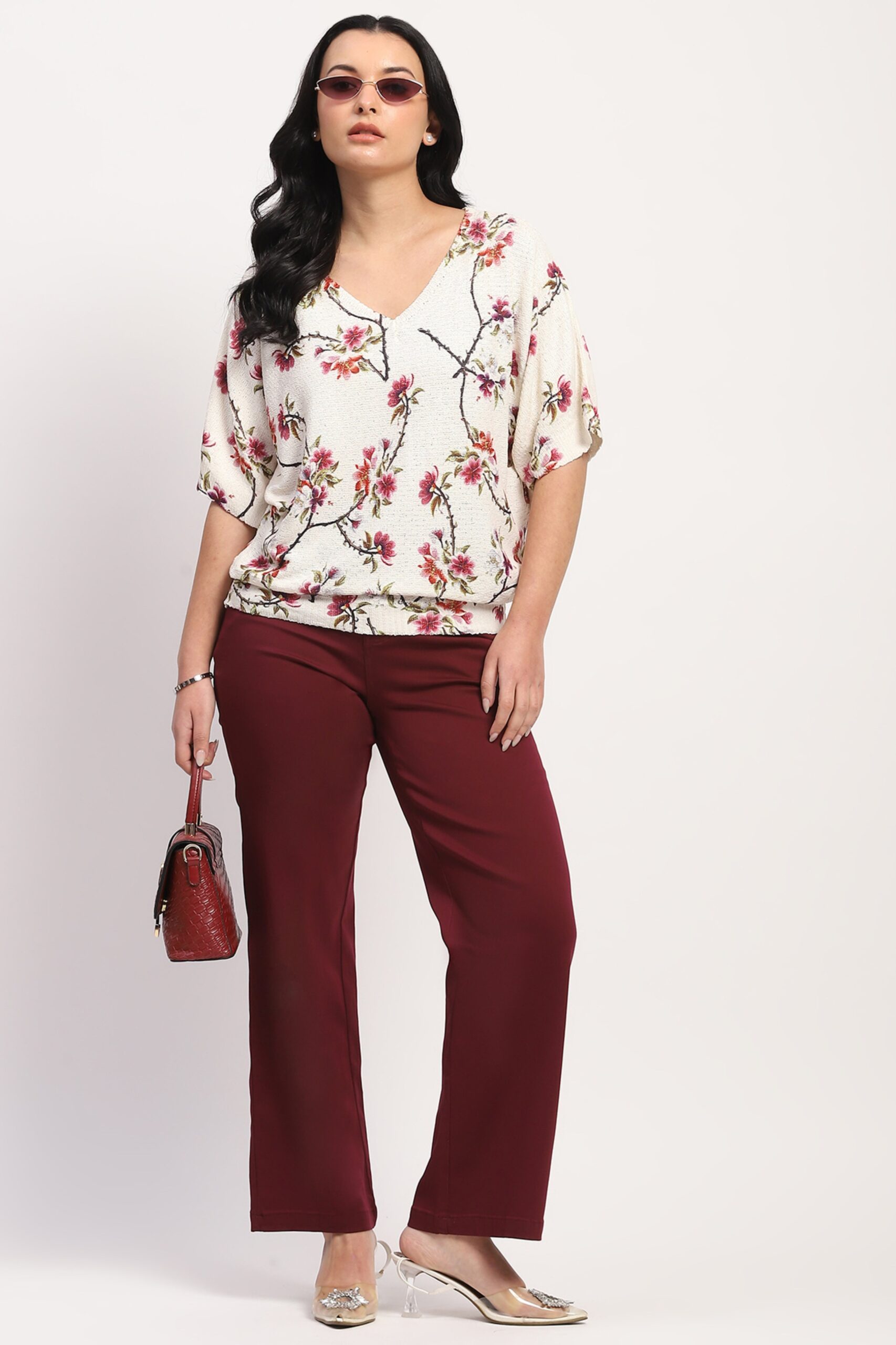 Cream Floral Woven Top
