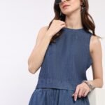 Classic Dark Stone Denim Crop Top