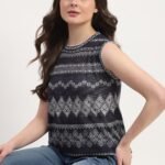 Navy Viscose Blend Woven Top