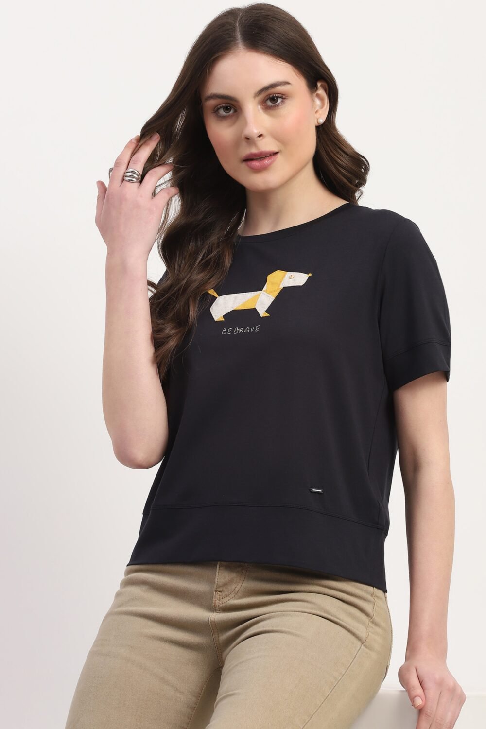 Navy Applique Top