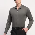 Dark Grey Nylon Spandex Solid Shirt