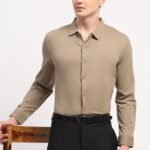 Brown Nylon Spandex Solid Shirt