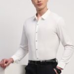 White Nylon Spandex Solid Shirt