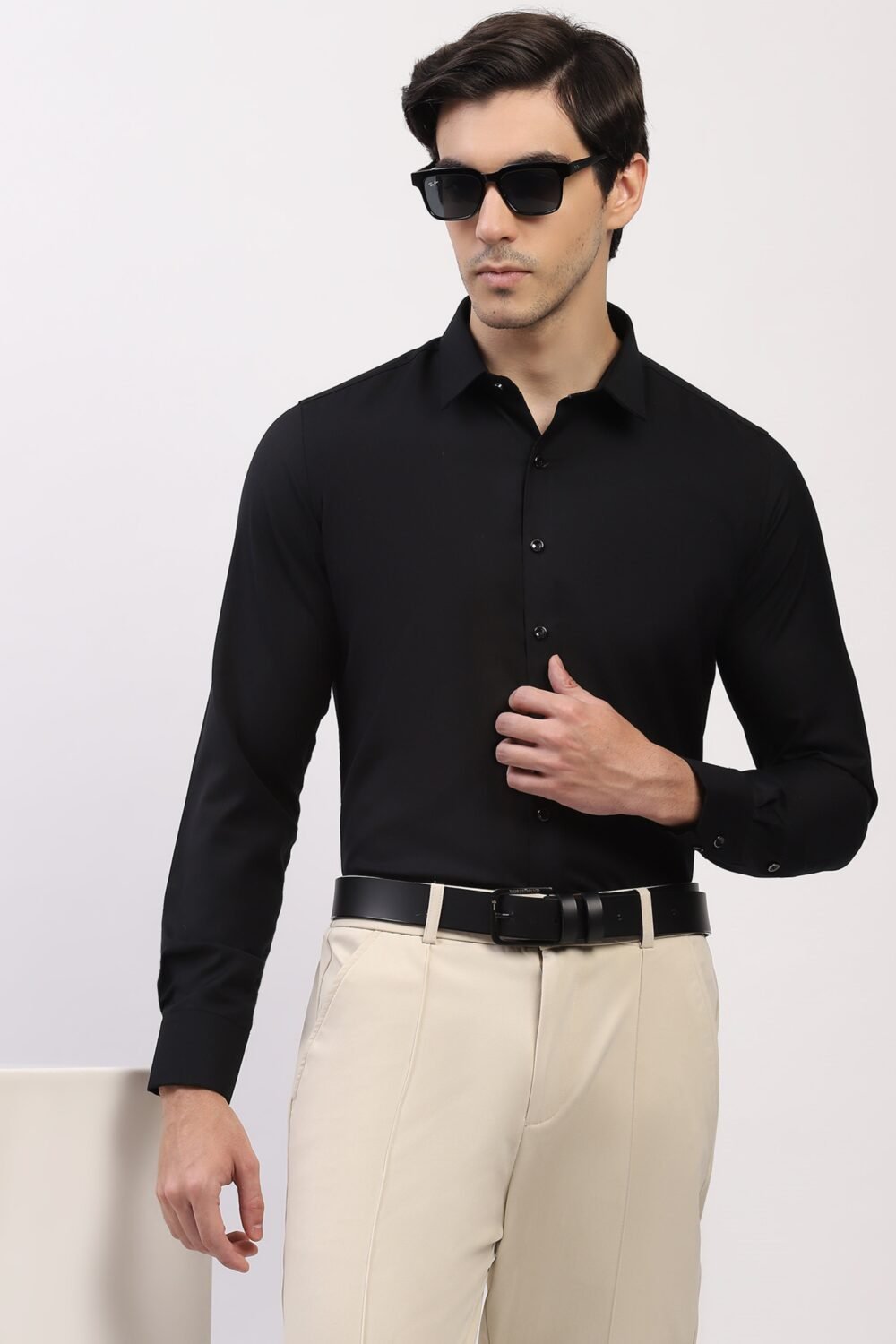 Classic Black Premium Cotton Blend Shirt