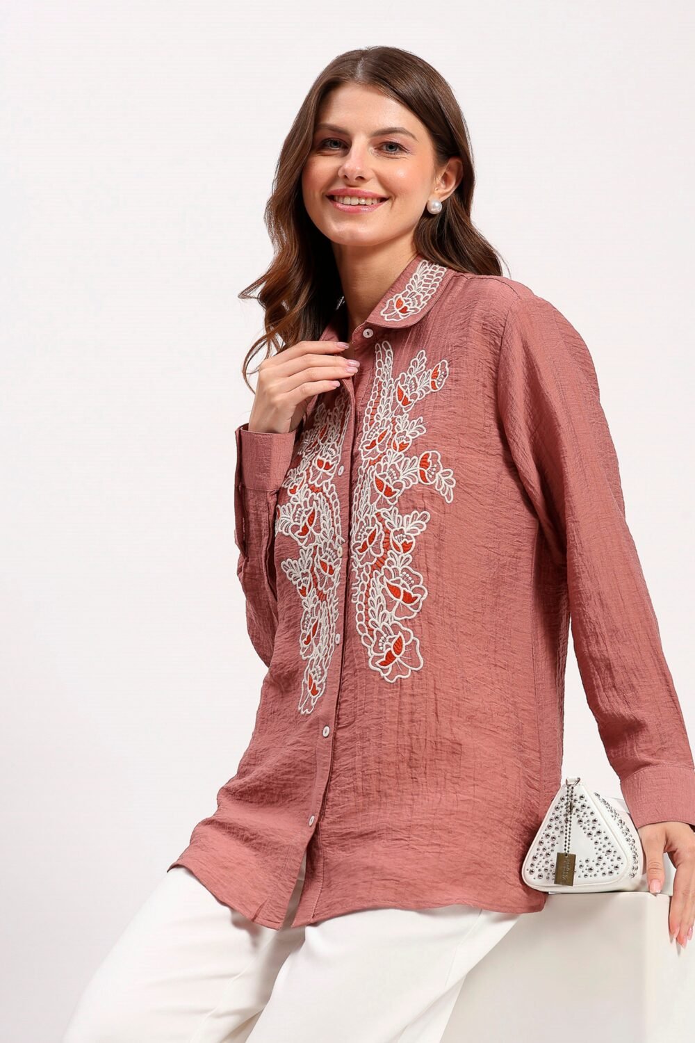 Pink Embroidered Shirt