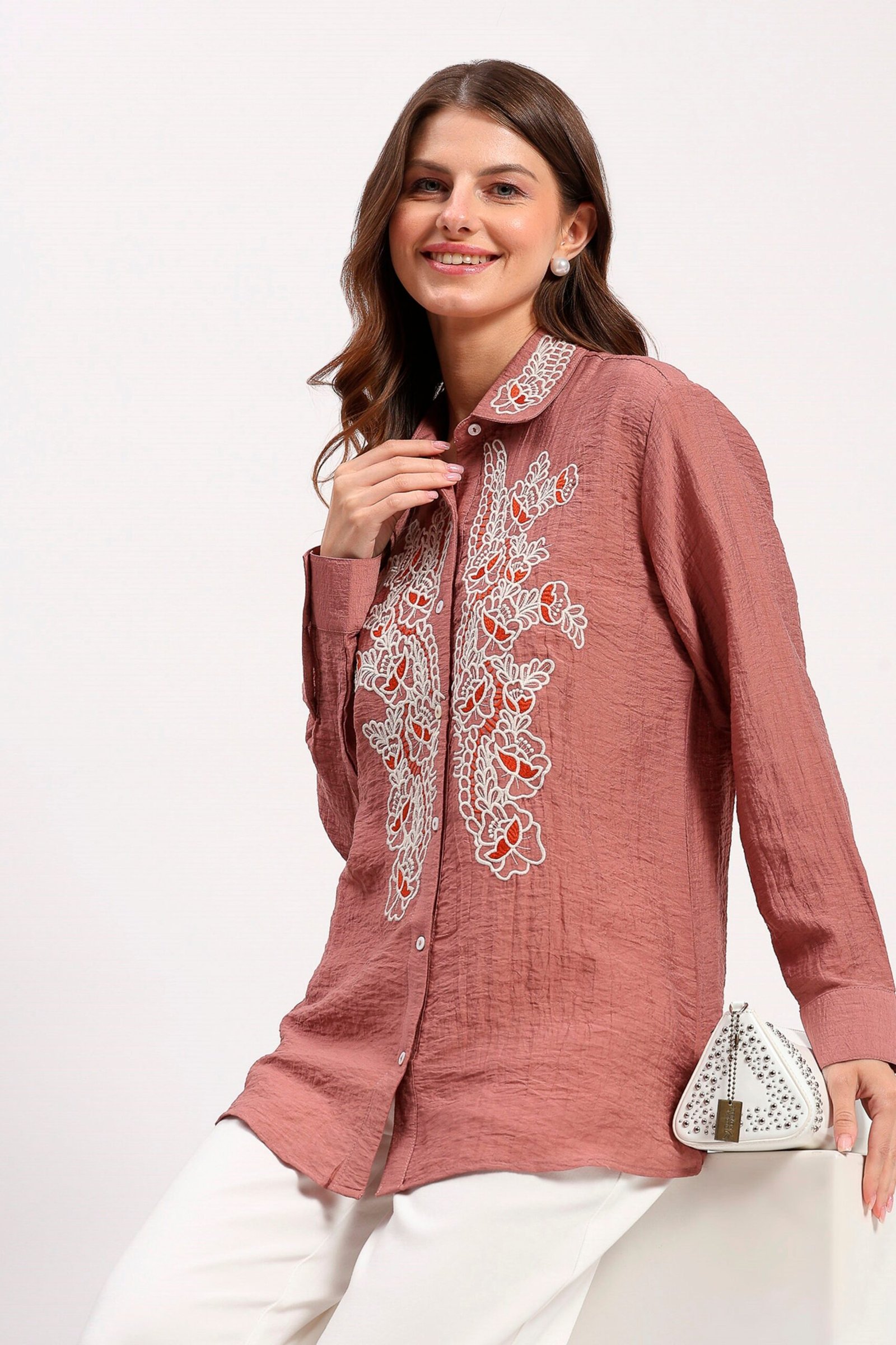 Pink Embroidered Shirt