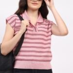 Pink Striped Viscose Top