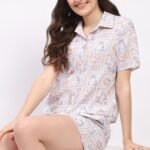 Mauve Quirky Print Rayon Shirt