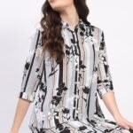 Multi Floral & Striped Print Rayon Shirt