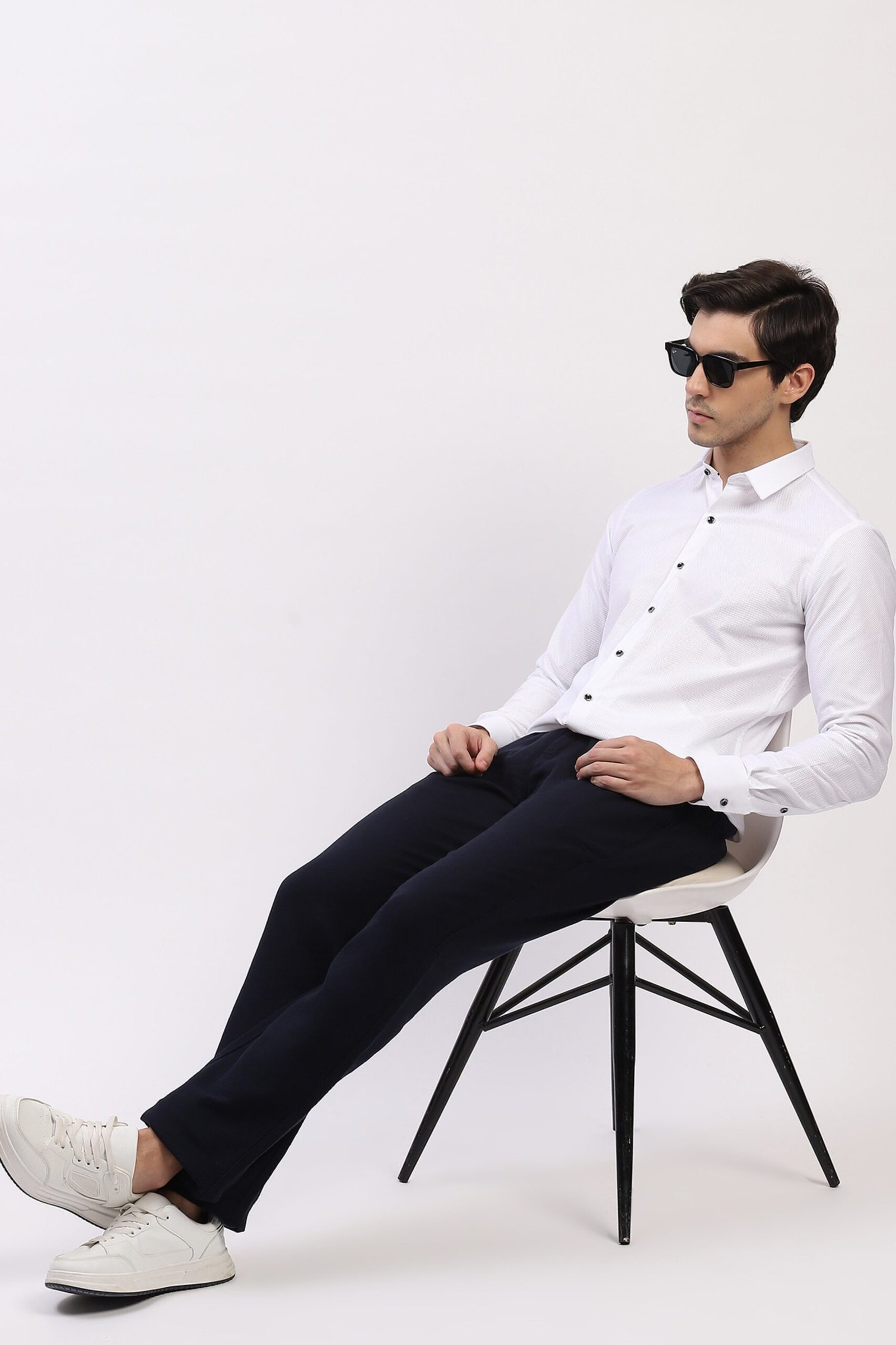 Classic White Self Design Shirt
