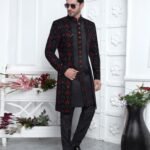 Black Velvet Silk  Ethnic Wear Man Three Piece Jacket Set