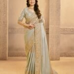 Metalic Silver Saree In Metalic Zari Kora Silk For Women With Silver Blouse