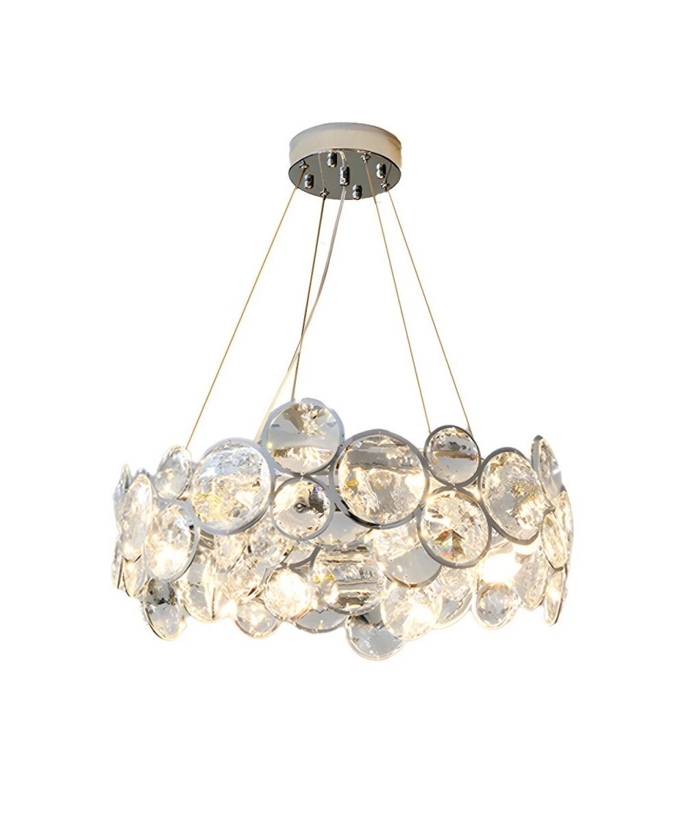 Crystal Shade Elegant Chrome One-Tier Chandelier