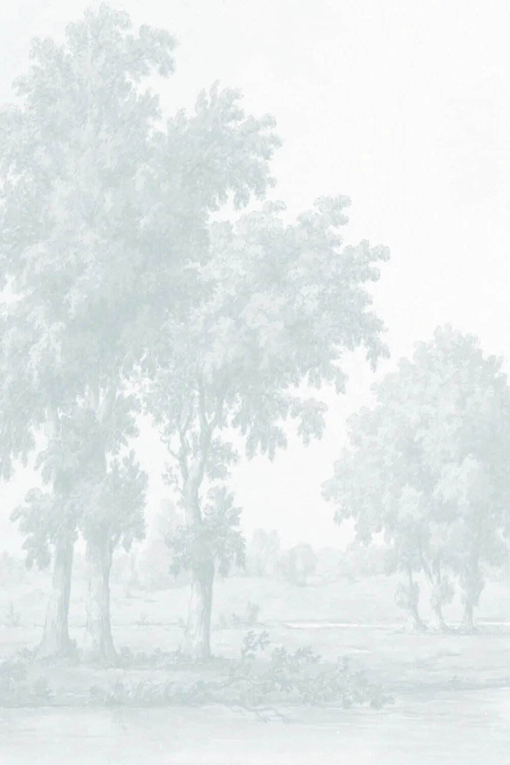 Vintage Oak Tree in Light Blue Wallpaper Mural