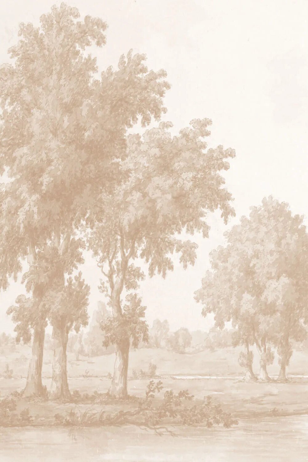 Vintage Oak Tree in Warm Brown Wallpaper Mural