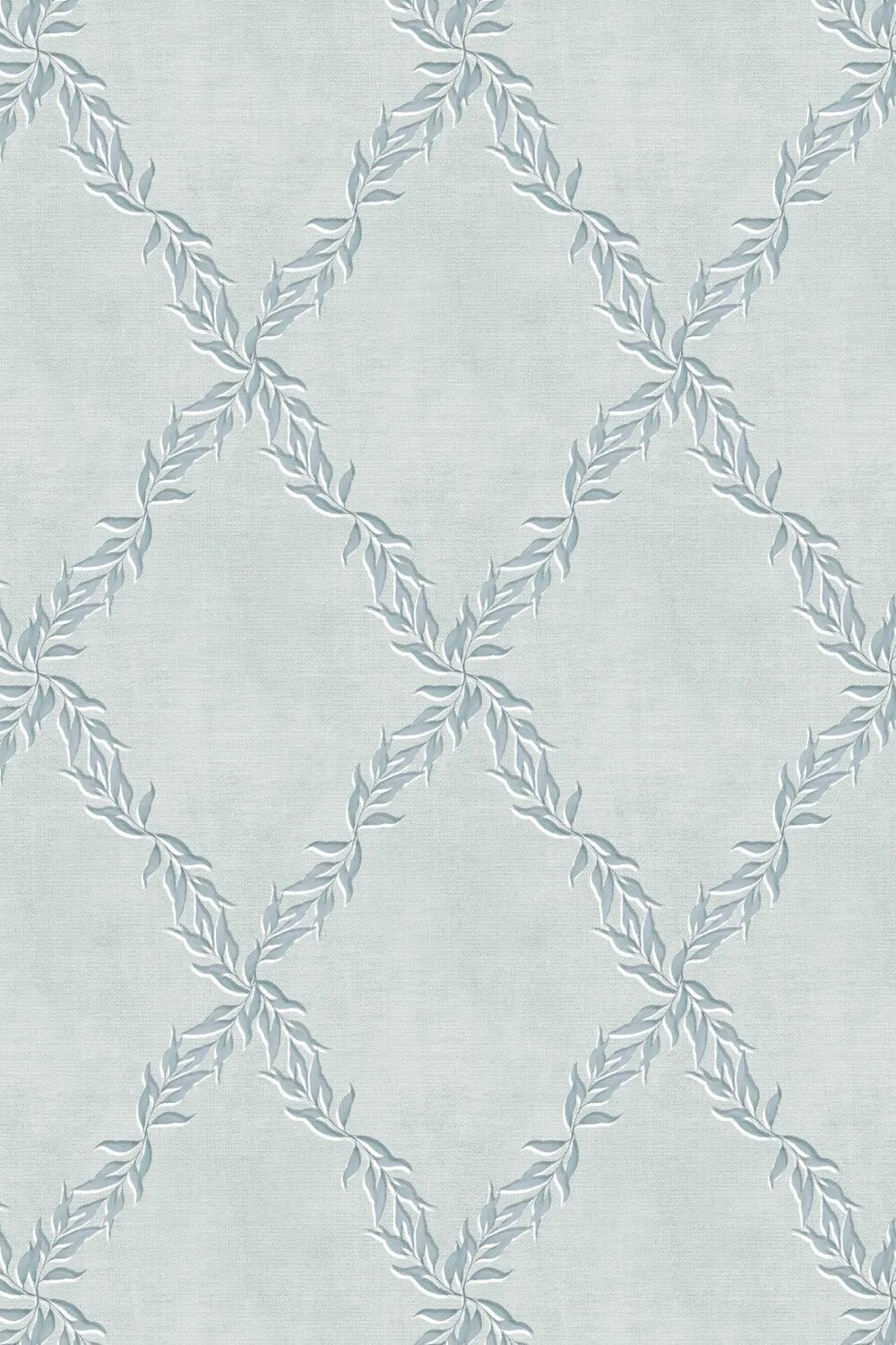 Leafy Lattice in Blue Grey Wallpaper