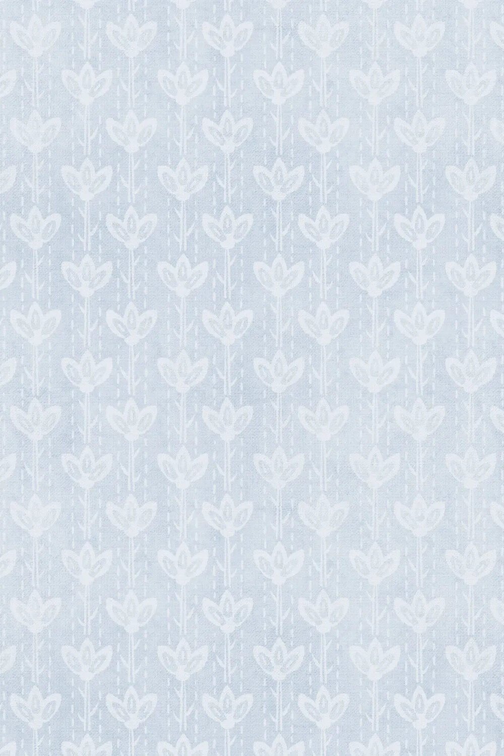 Farm House Flower Stem in Light Blue Wallpaper