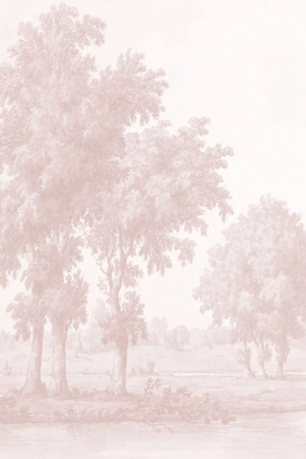 Vintage Oak Tree in Pink Wallpaper Mural