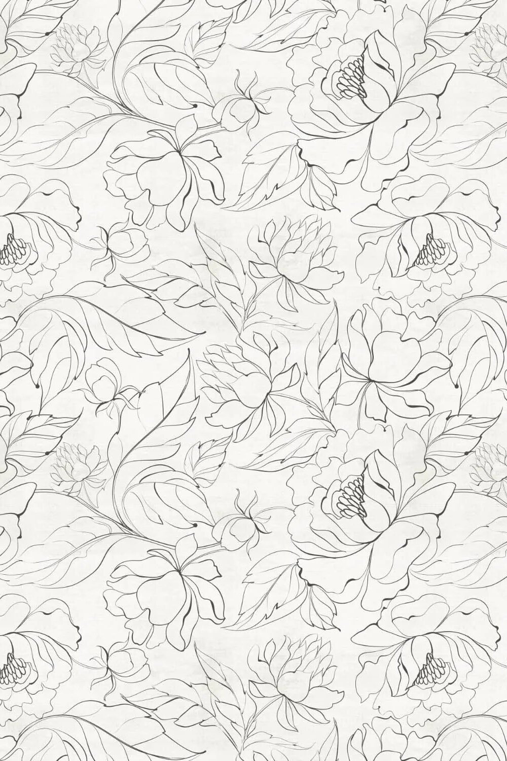 Sketchbook Florals Black & White Wallpaper